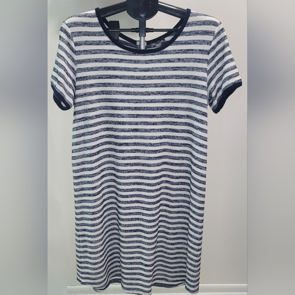 *Market & Spruce Striped Women's T Shirt Dress - Navy Blue and White XL EUC